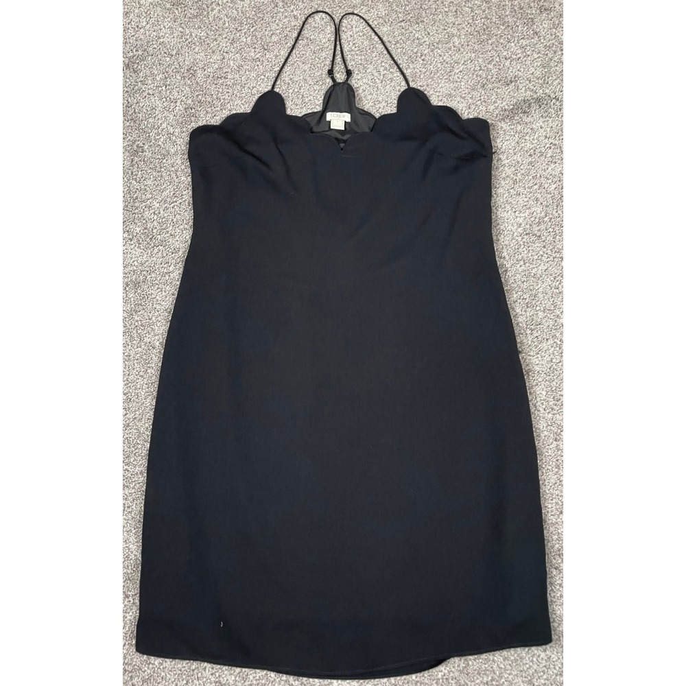 J Crew Dress Womens 4 Black Mini Racerback Slip Scallop Sexy Party Event LBD